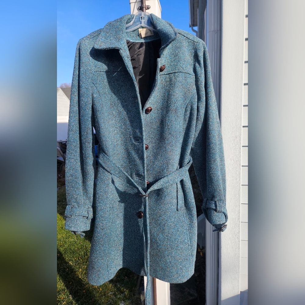 LL Bean Women's Women's Blue Tweed Coat